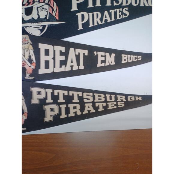 Vintage 1940s MLB Pittsburgh Pirates Baseball Pennant Collection Of 3 Rare Old - Picture 3 of 16